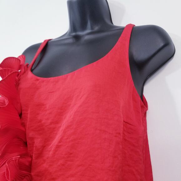 Cynthia Steffe Sateen Ruffle Scoop Neck Blouse - Picture 4 of 11